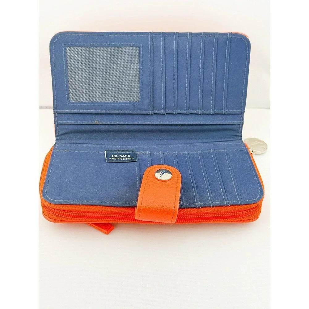 Nautica Orange/Coral Pebbles Faux Wallet